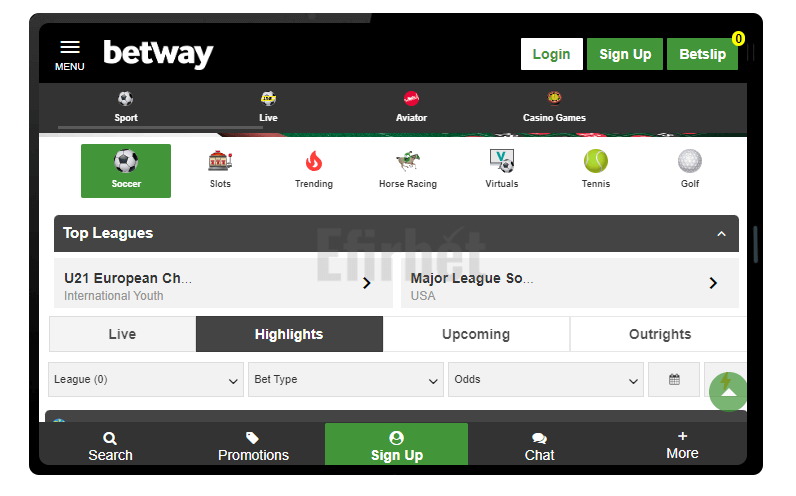 Betway mobile site