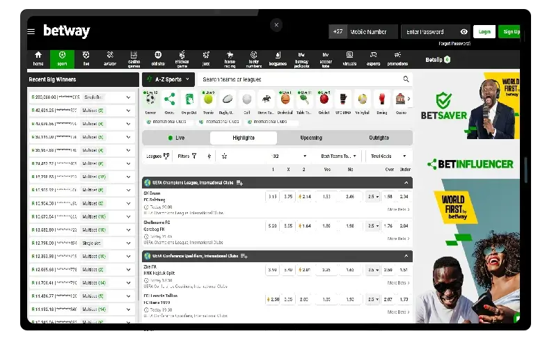 Betway mobile version overveiw