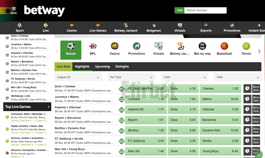 Betway Ghana betting