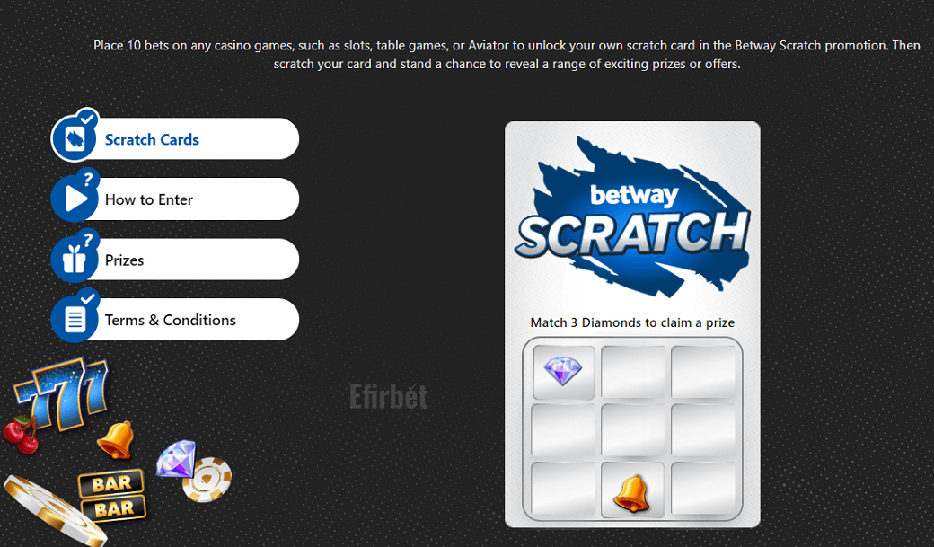 Scratch cards on Betway