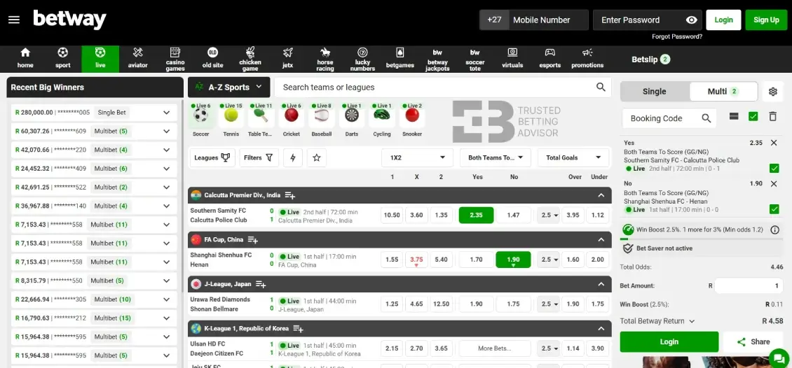 Betway live sports betting