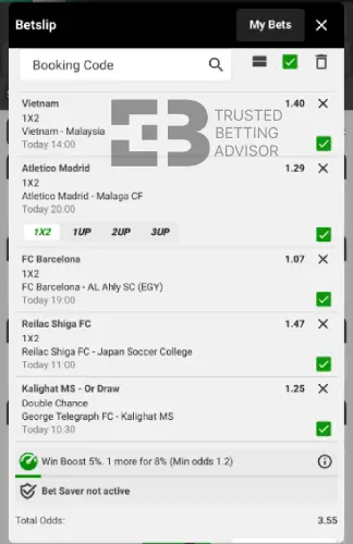 Betway Welcome Bonus Qualifying Betslip NG