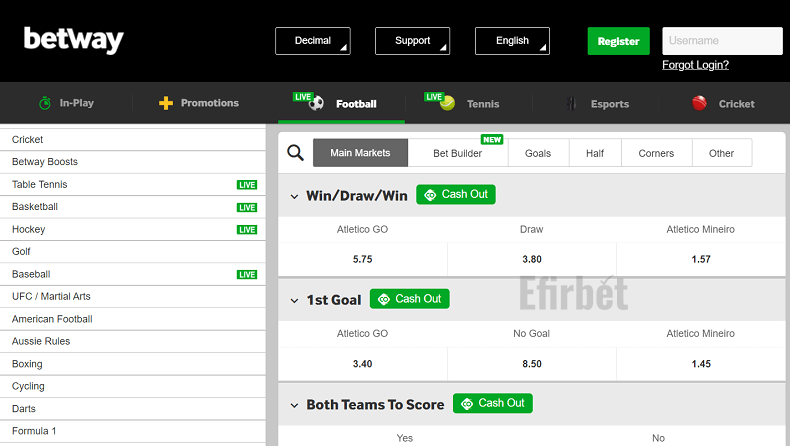 How to Place a Win or Draw Bet on Betway