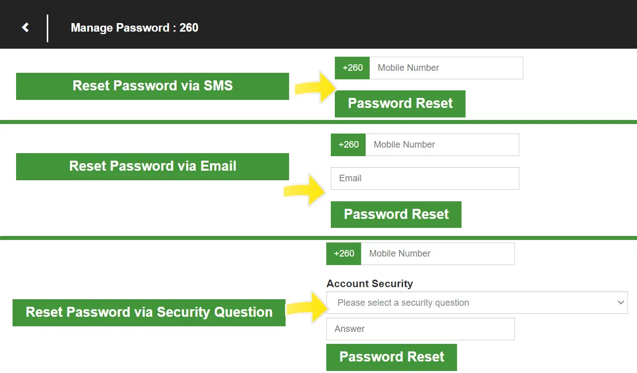 Betway Zambia Lost Password