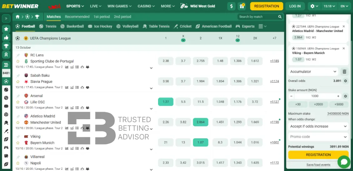Betwinner Nigeria ACCA Betting