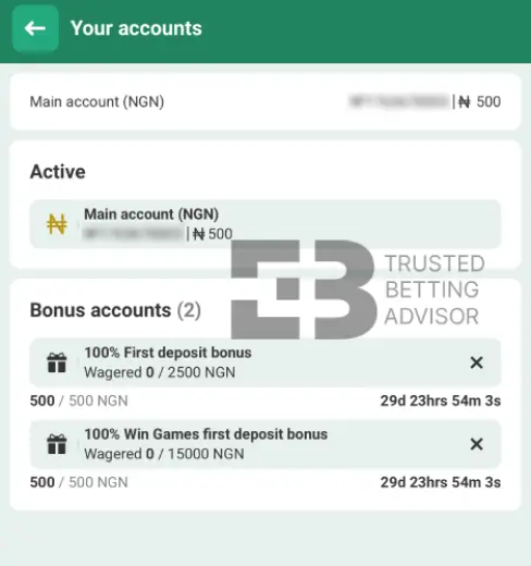 Betwinner Account Balance NG