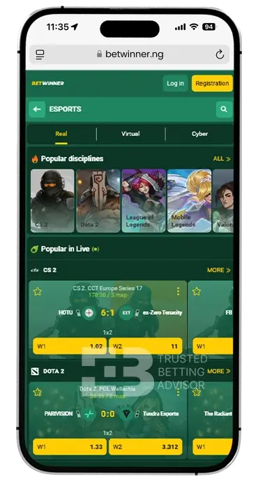 Betwinner iOS App Nigeria Esports