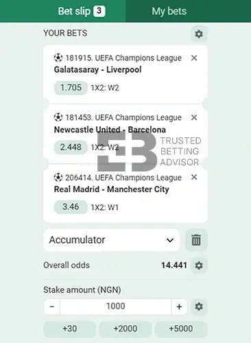 Betwinner Nigeria Betslip