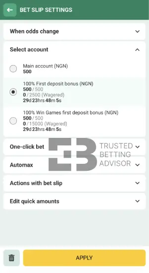 Betwinner Betting With Bonus Balance NG