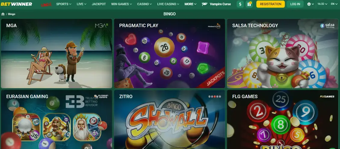 Betwinner bingo section