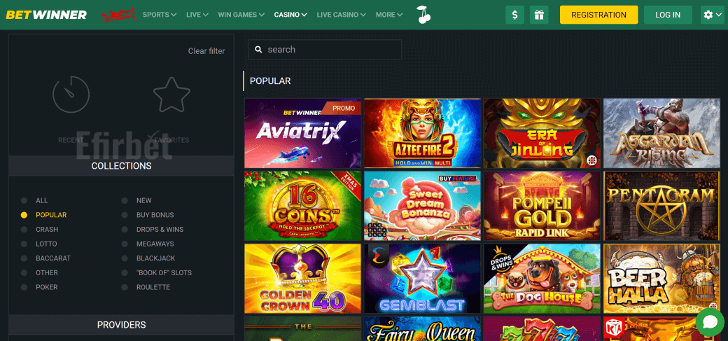 Betwinner Casino Games Section