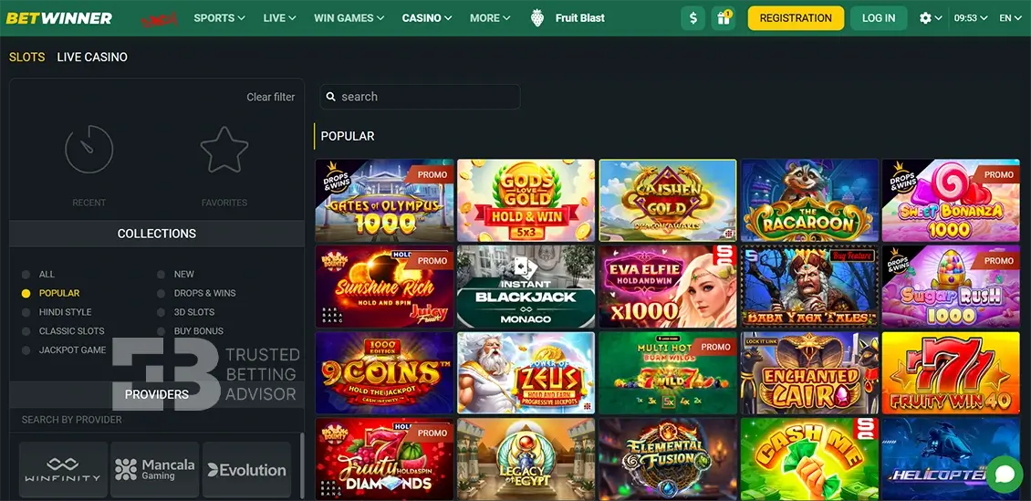 Betwinner Casino Games