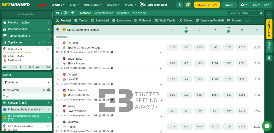 Betwinner Nigeria Champions League Betting