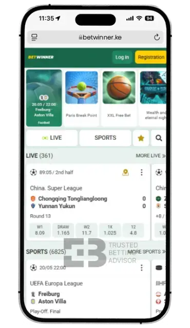 Betwinner iOS app