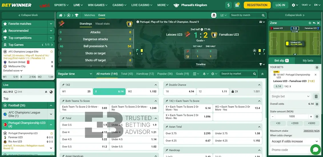 Betwinner Nigeria Live Betting