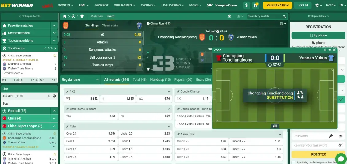 Betwinner bet live sports