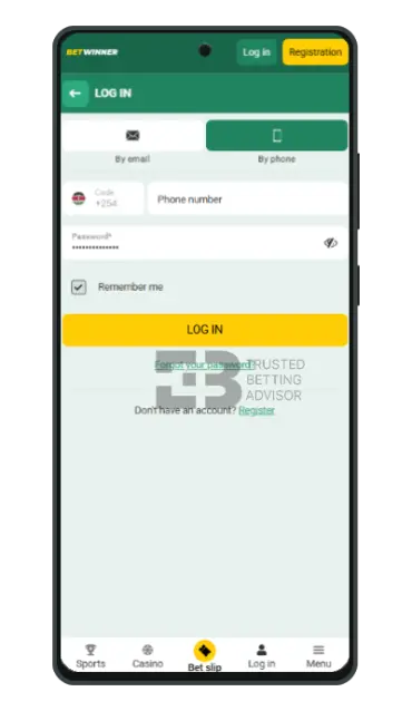 Betwinner app login by phone