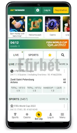 Betwinner mobile app design