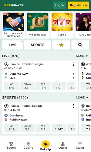Betwinner Mobile Screenshot