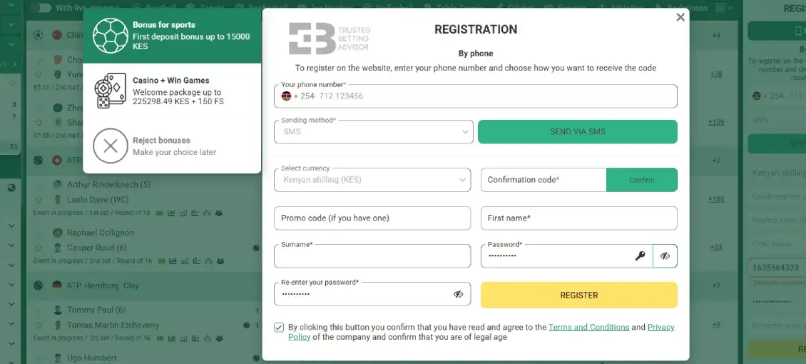 Betwinner registration