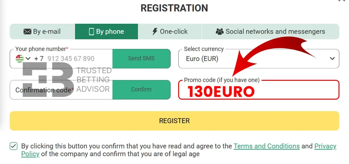 Betwinner Registration Form