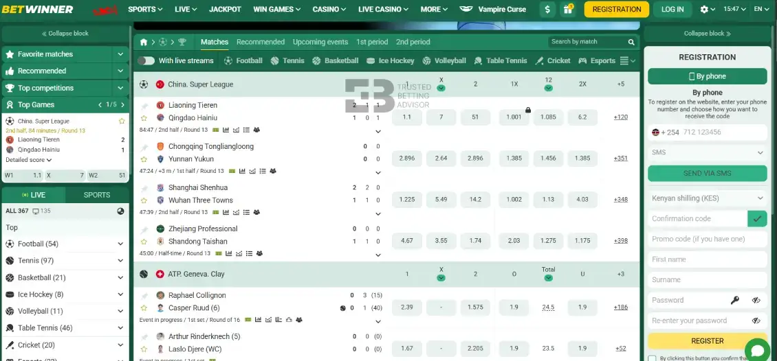 Betwinner sports betting