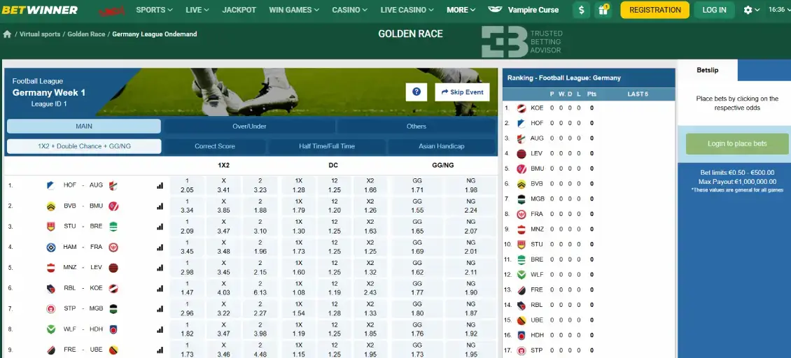 Betwinner virtual sports