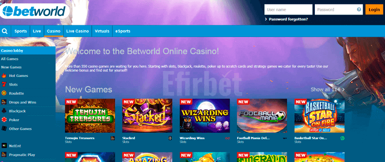 BetWorld casino design