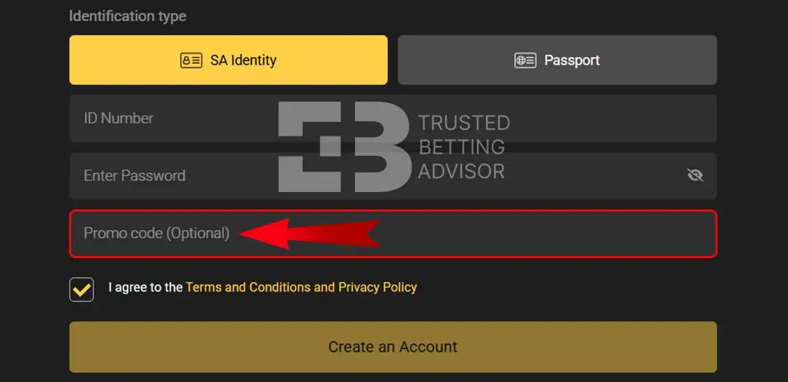 BetXchange Promo Code Field