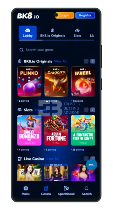 BK8.io App Android Casino Games
