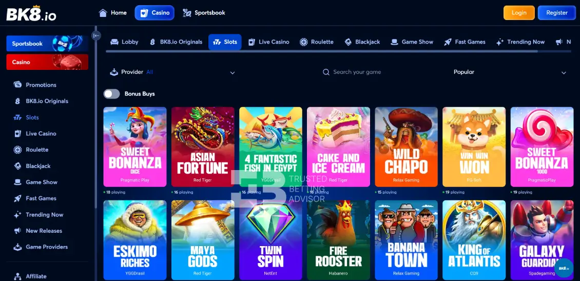 BK8.io Casino Games