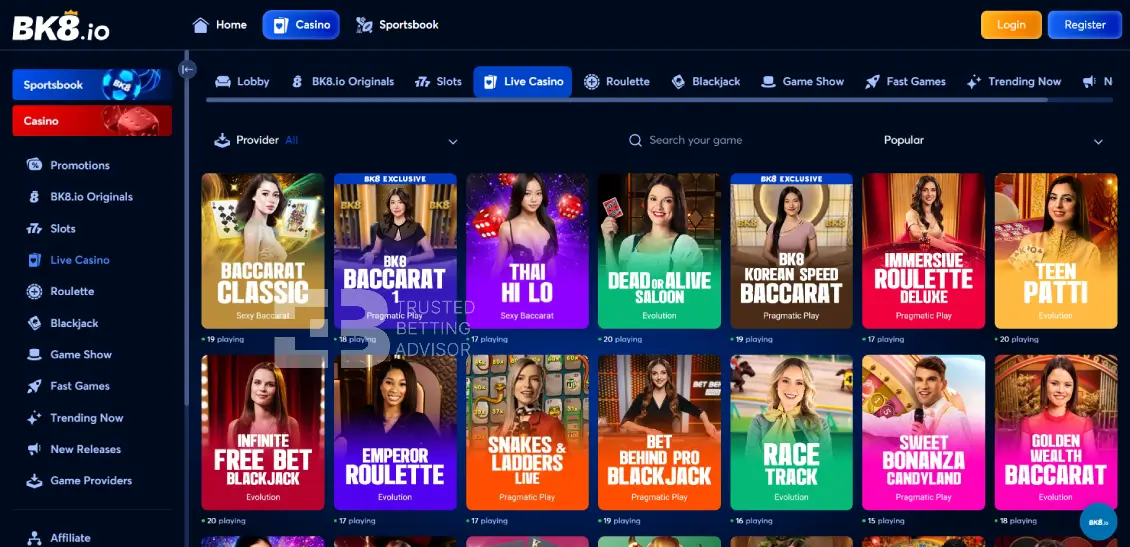 BK8.io Live Casino