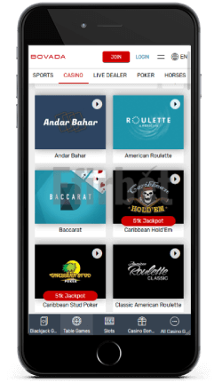 Bovada mobile table games on iOS app