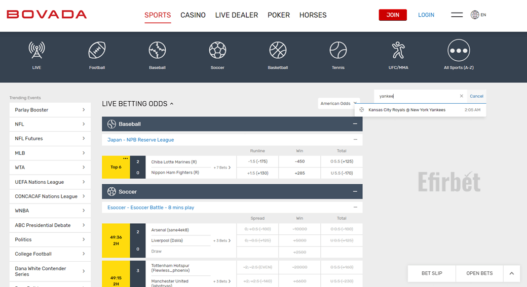 Bovada live betting