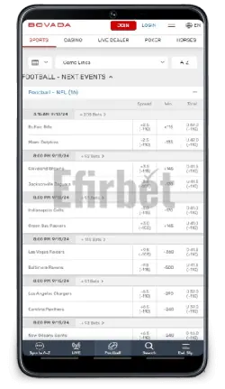 Bovada App Sports Section