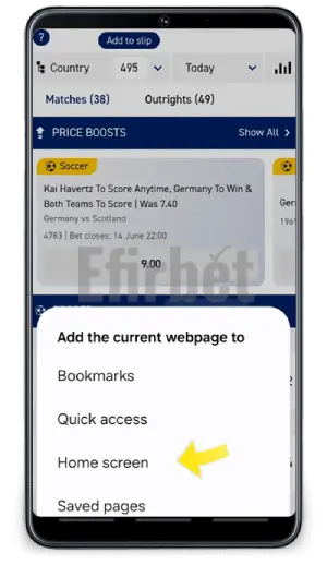 Boylesports mobile homescreen