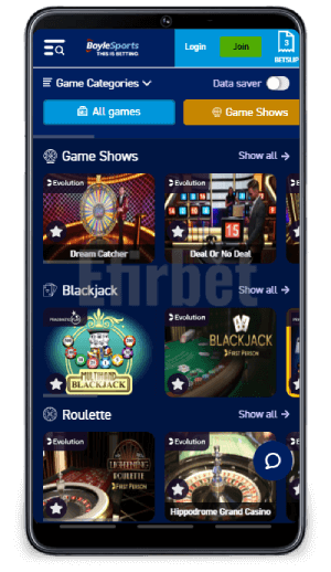 Boylesports live casino app