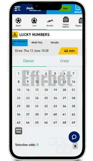 Boylesports lucky numbers app