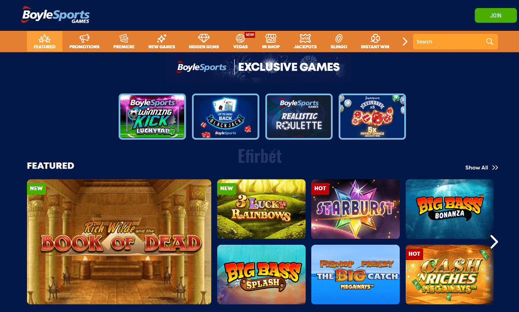 BoyleSports Games section