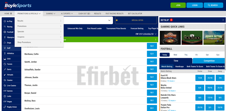 boylesports golf betting