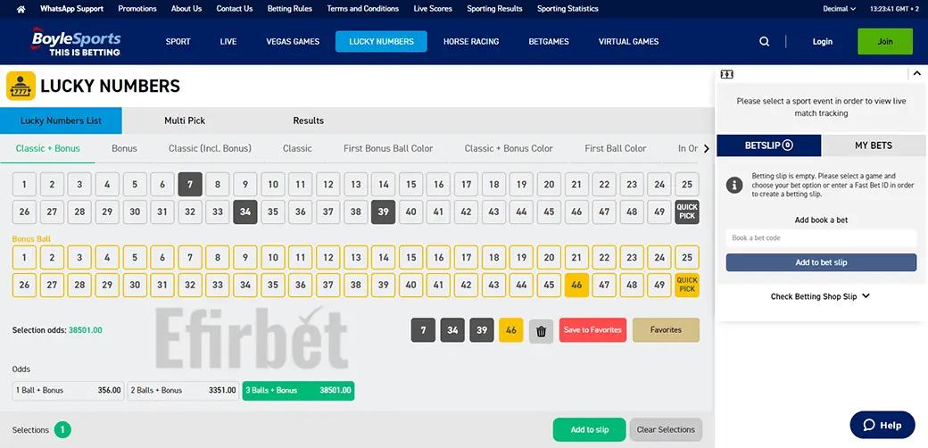 BoyleSports Lucky Numbers Betting