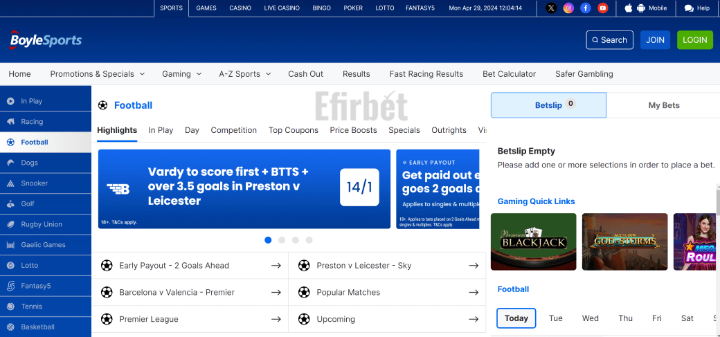 BoyleSports Sports Betting Section