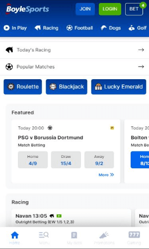 Boylesports Mobile Screenshot