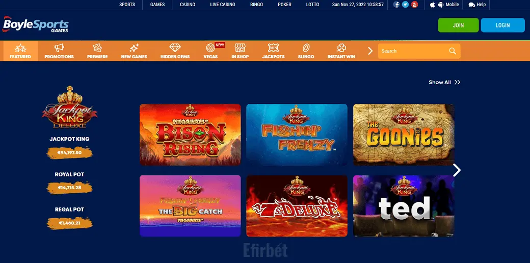 BoyleSports Vegas games