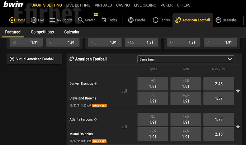 bwin American football betting