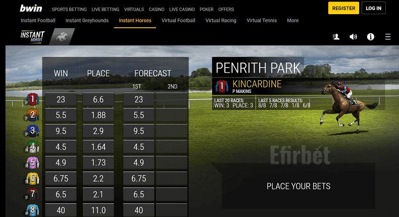 Bwin Virtual horse racings