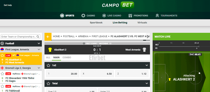 CampoBet live betting