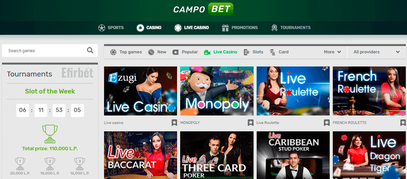 CampoBet live casino