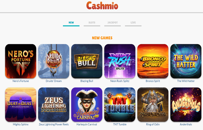 cashmio casino desktop screenshot