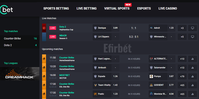 Cbet eSports section